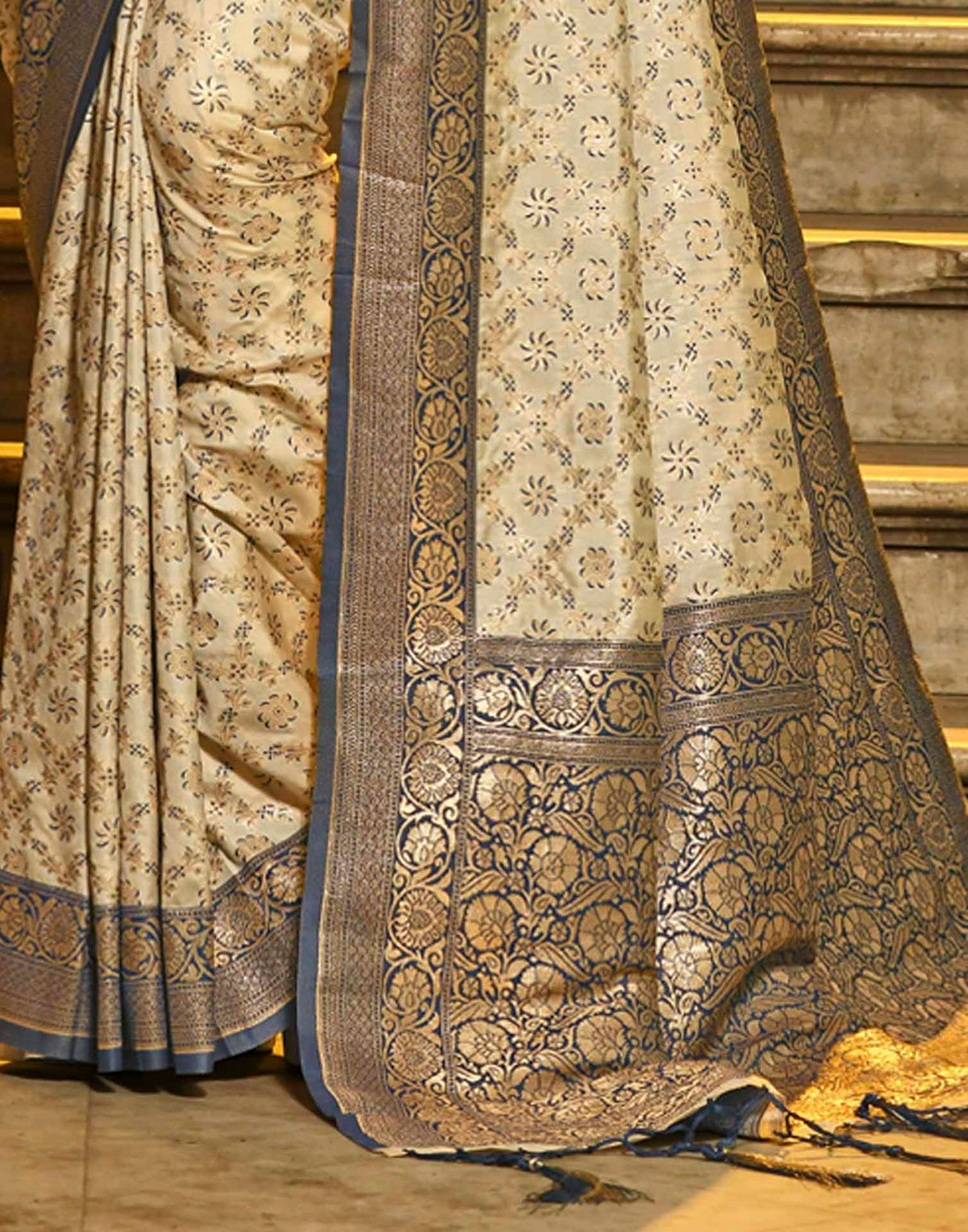 Champagne Beige Silk Woven Banarasi Saree