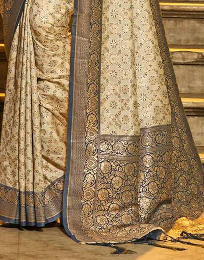 Champagne Beige Silk Woven Banarasi Saree