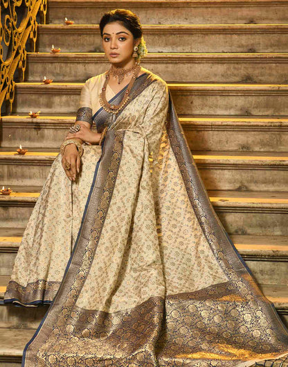 Champagne Beige Silk Woven Banarasi Saree