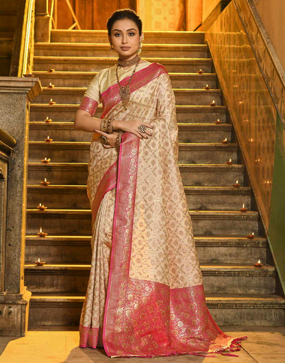 Champagne Beige Silk Woven Banarasi Saree
