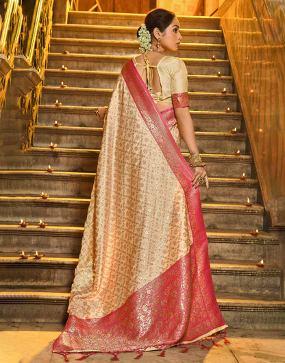 Champagne Beige Silk Woven Banarasi Saree