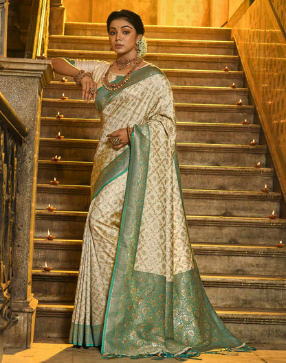 Champagne Beige Silk Woven Banarasi Saree