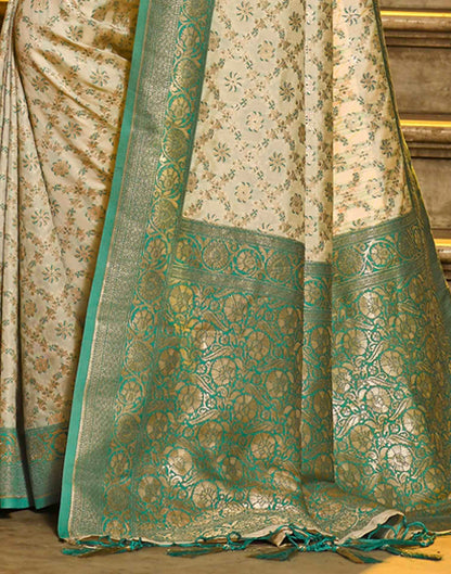 Champagne Beige Silk Woven Banarasi Saree