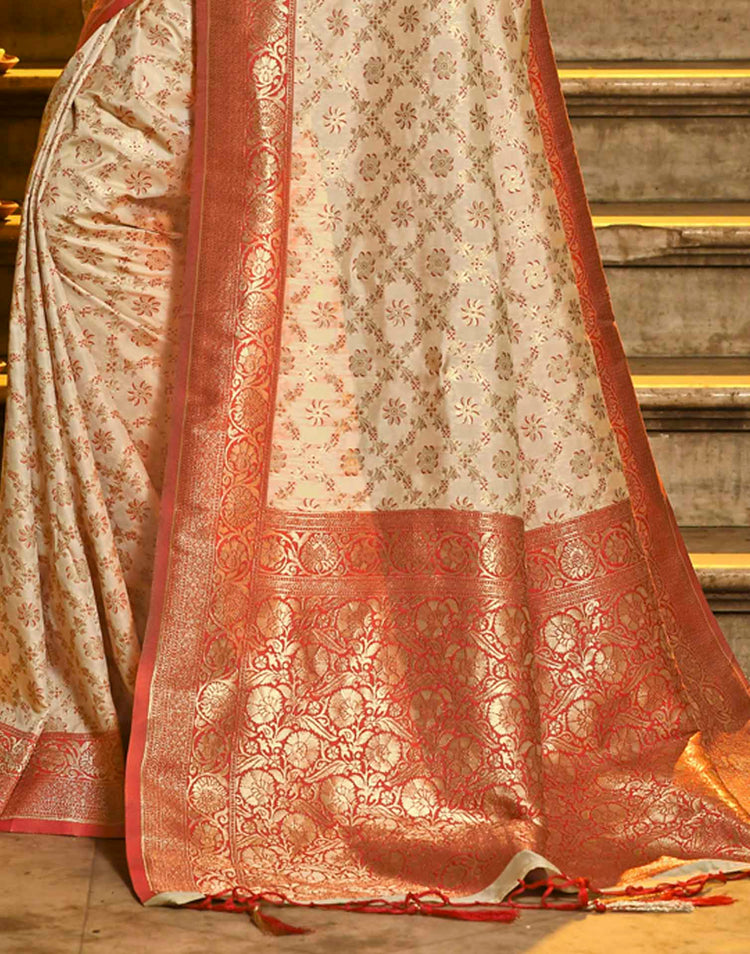 Champagne Beige Silk Woven Banarasi Saree