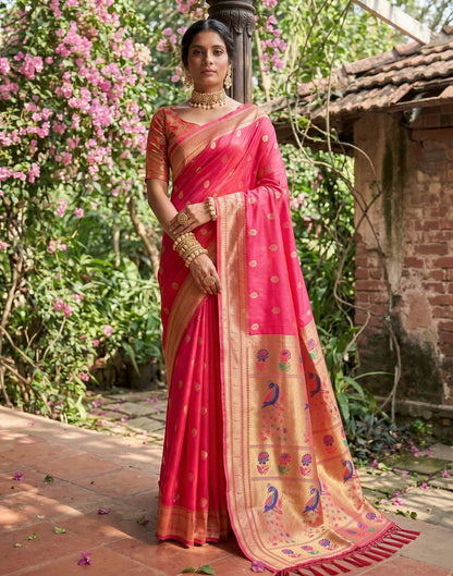 Rani Pink Soft Silk Woven Paithani Saree