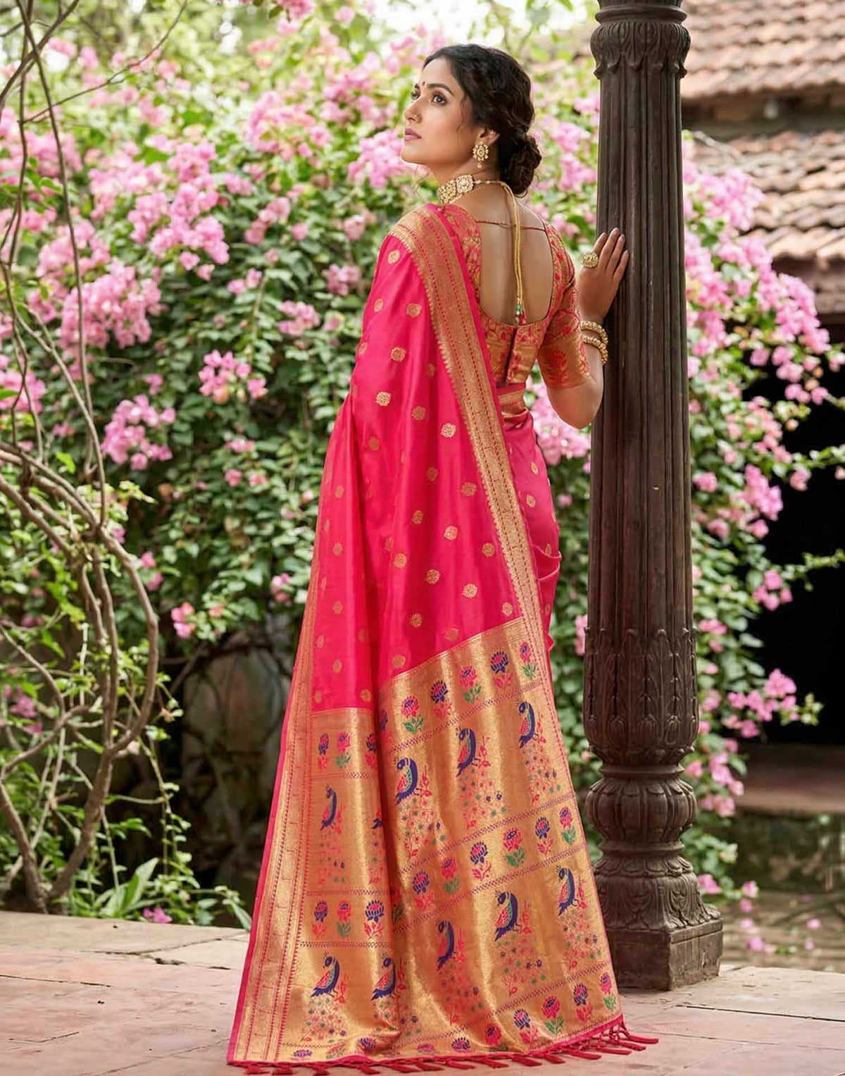 Rani Pink Soft Silk Woven Paithani Saree