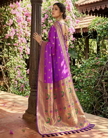 Purple Soft Silk Woven Paithani Saree