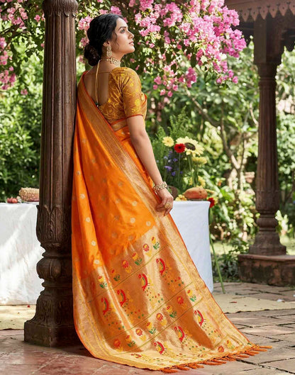Turmeric Yellow Soft Silk Woven Paithani Saree