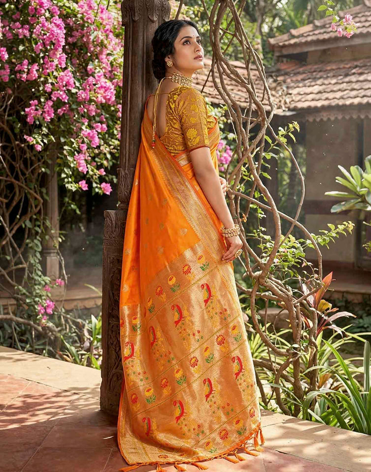 Turmeric Yellow Soft Silk Woven Paithani Saree