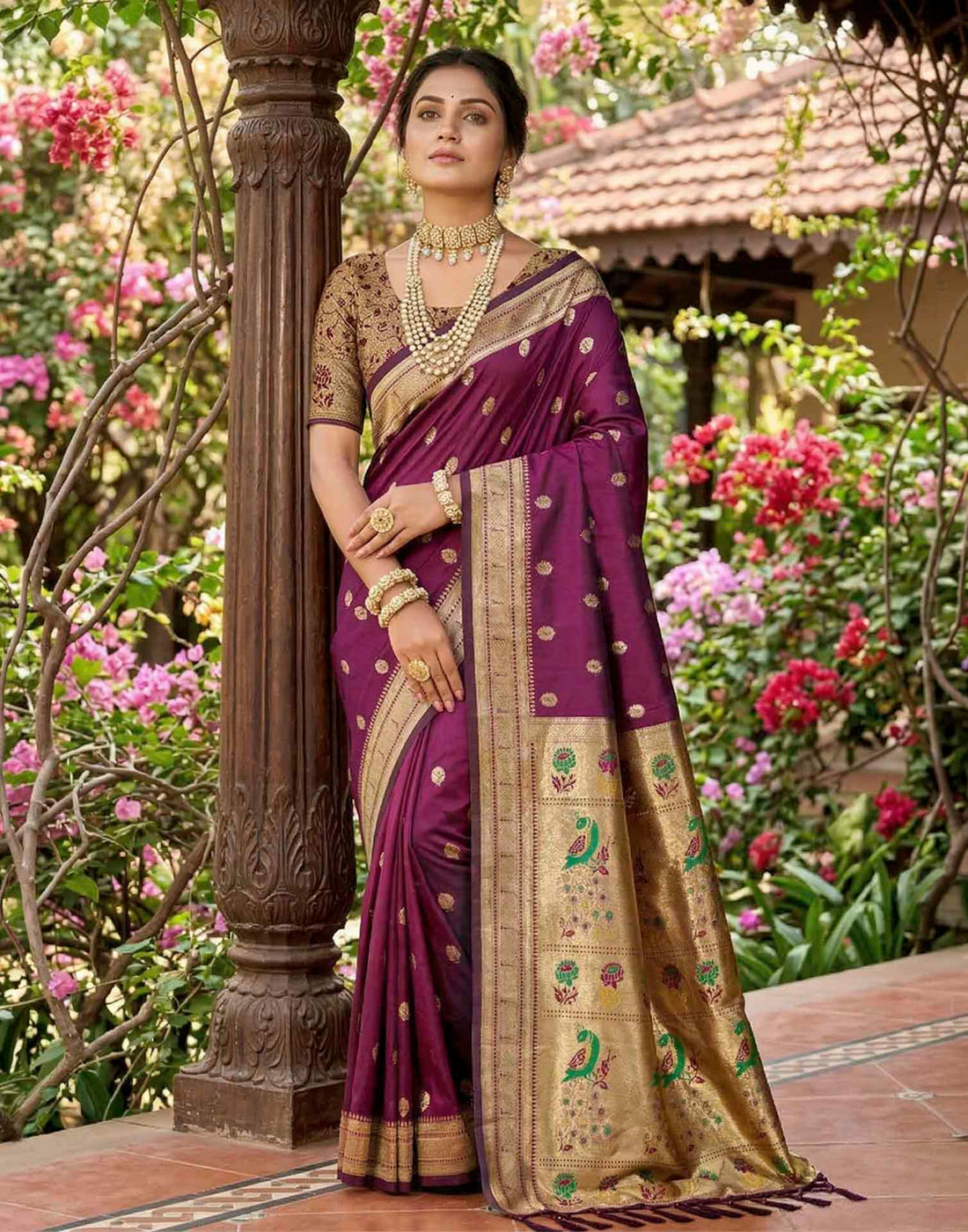 Deep Wine Soft Silk Woven Paithani Saree