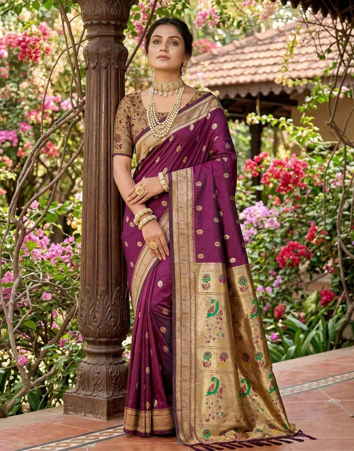 Deep Wine Soft Silk Woven Paithani Saree