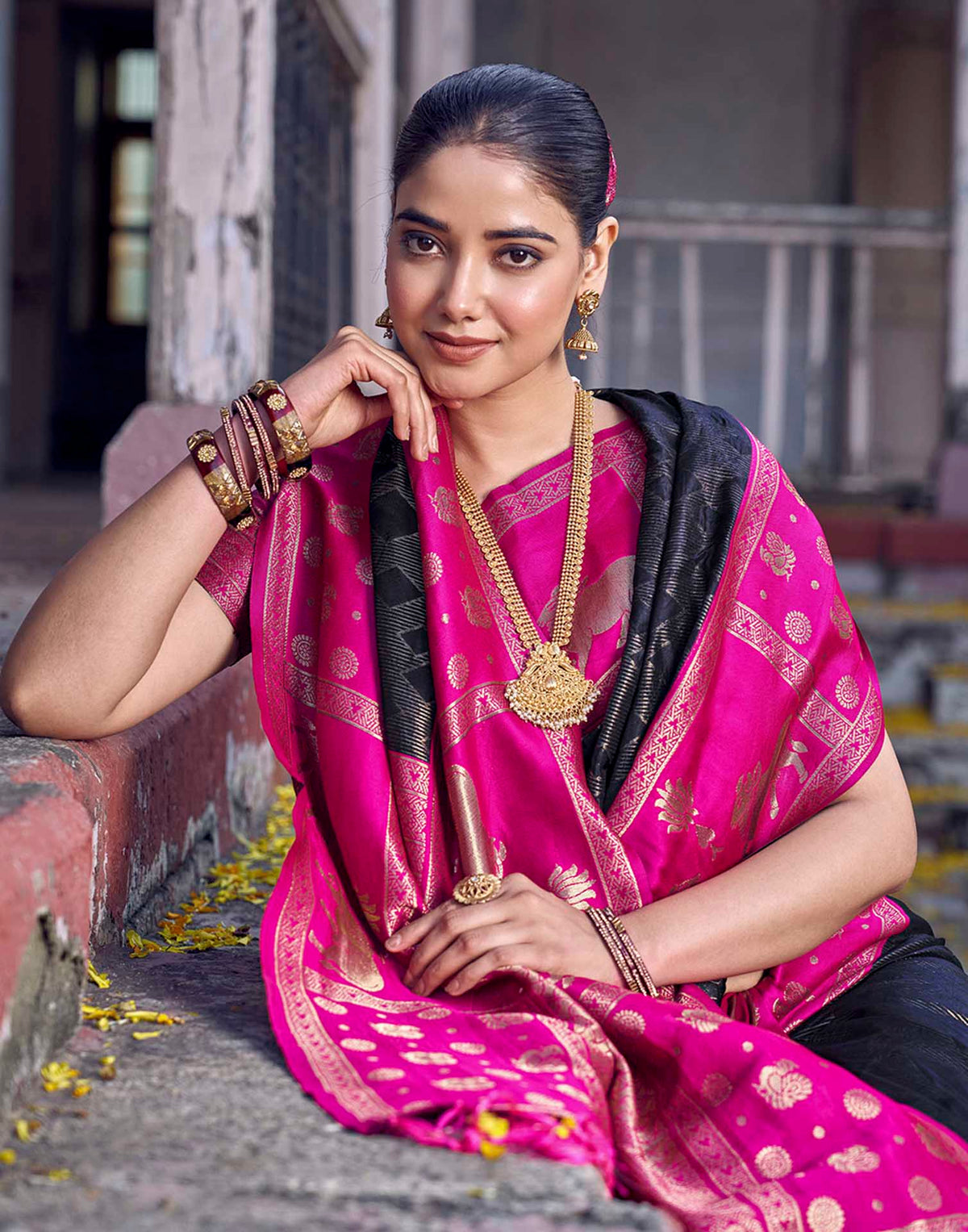 Black Nanditarang Silk Woven Banarasi Saree