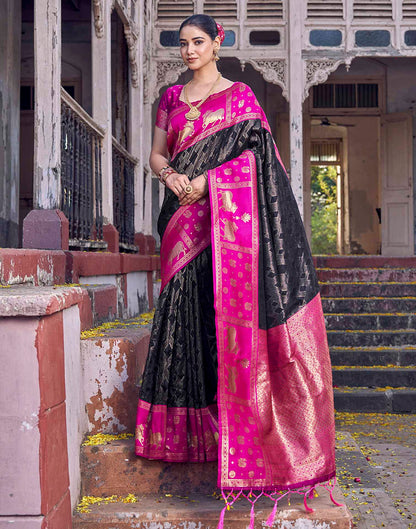 Black Nanditarang Silk Woven Banarasi Saree