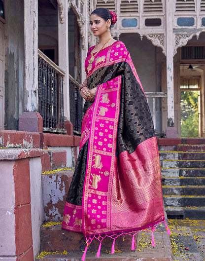Black Nanditarang Silk Woven Banarasi Saree