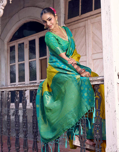 Lime Yellow Nanditarang Silk Woven Banarasi Saree