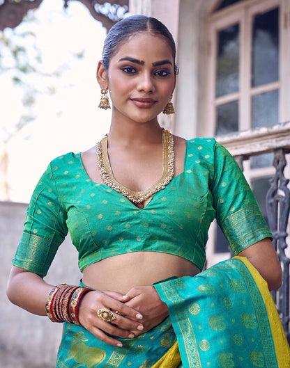 Lime Yellow Nanditarang Silk Woven Banarasi Saree