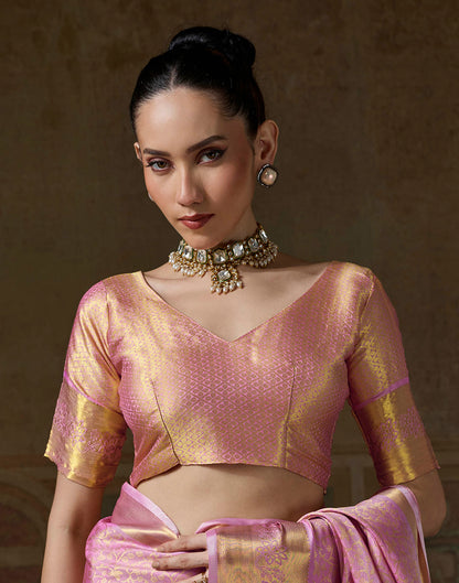 Lavender Silk Woven Kanjivaram Saree