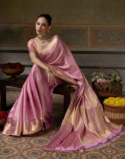Lavender Silk Woven Kanjivaram Saree