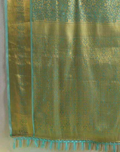 Mint Green Silk Woven Kanjivaram Saree