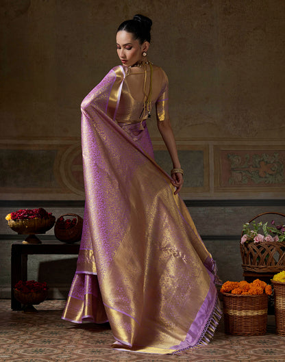 Purple Silk Woven Kanjivaram Saree