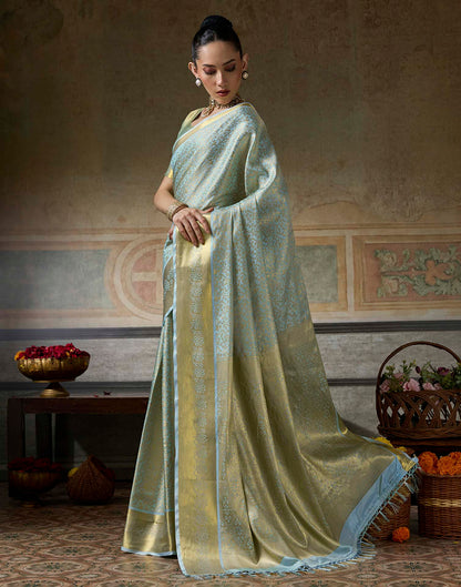 Sky Blue Silk Woven Kanjivaram Saree