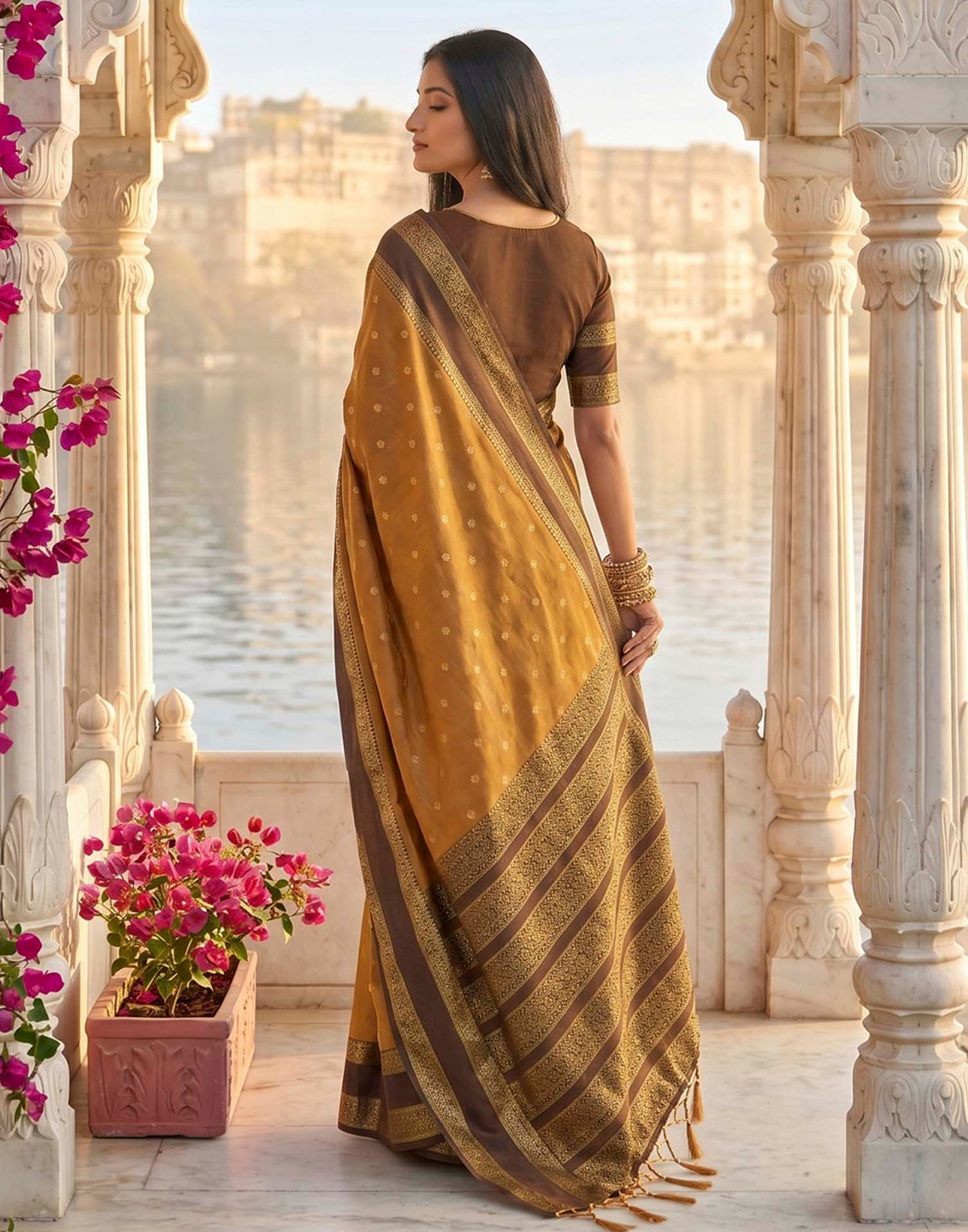 Mustard Yellow Silk Woven Kanjivaram Saree