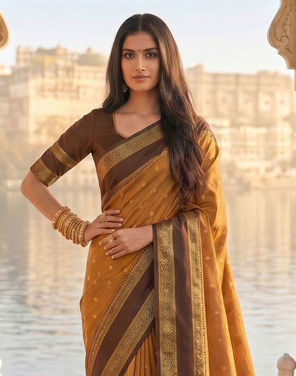 Mustard Yellow Silk Woven Kanjivaram Saree