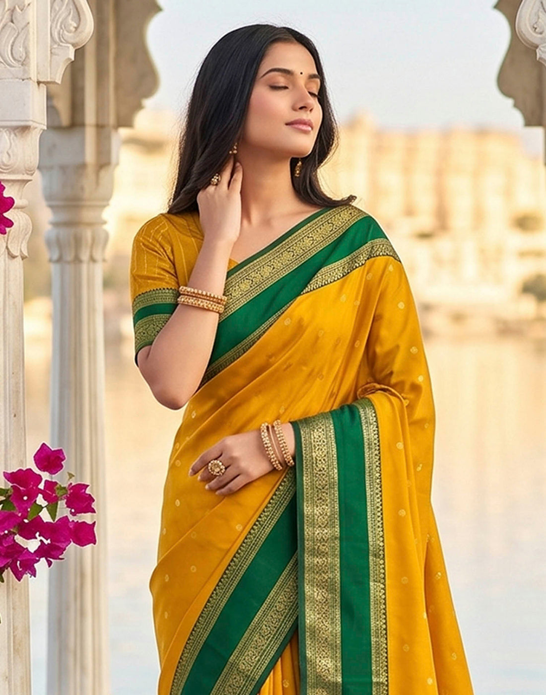 Turmeric Yellow Silk Woven Kanjivaram Saree