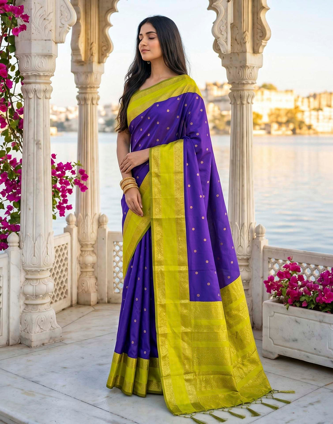 Navy Blue Silk Woven Kanjivaram Saree