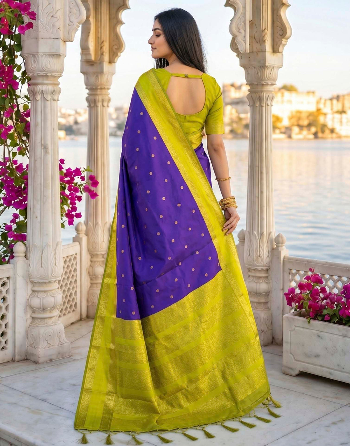 Navy Blue Silk Woven Kanjivaram Saree