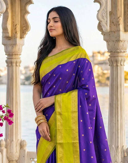 Navy Blue Silk Woven Kanjivaram Saree