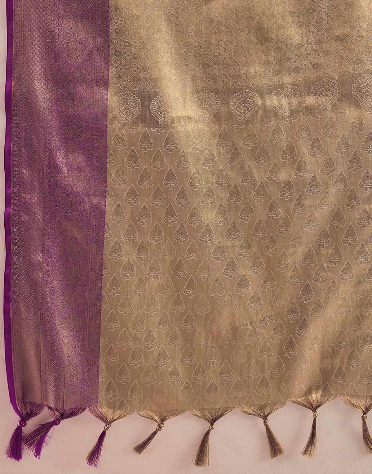 Beige Silk Woven Kanjivaram Saree