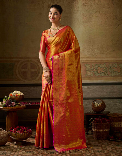 Copper Orange Silk Woven Kanjivaram Saree