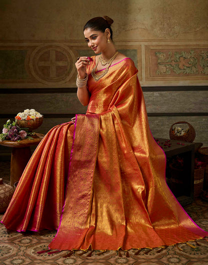 Copper Orange Silk Woven Kanjivaram Saree
