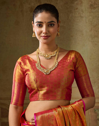Copper Orange Silk Woven Kanjivaram Saree