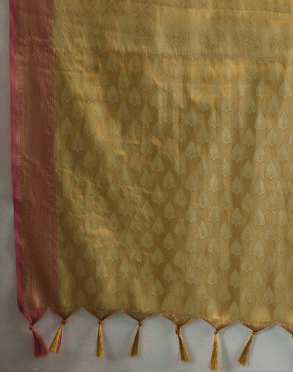 Beige Silk Woven Kanjivaram Saree