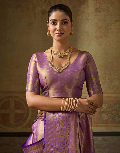 Lavender Silk Woven Kanjivaram Saree