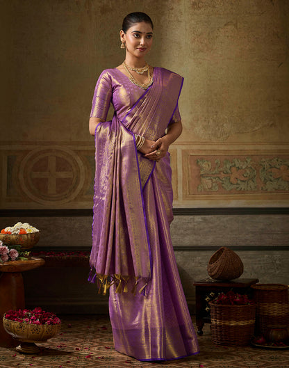 Lavender Silk Woven Kanjivaram Saree