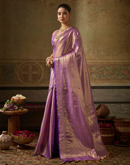 Lavender Silk Woven Kanjivaram Saree
