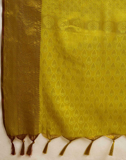 Lime Green Silk Woven Kanjivaram Saree