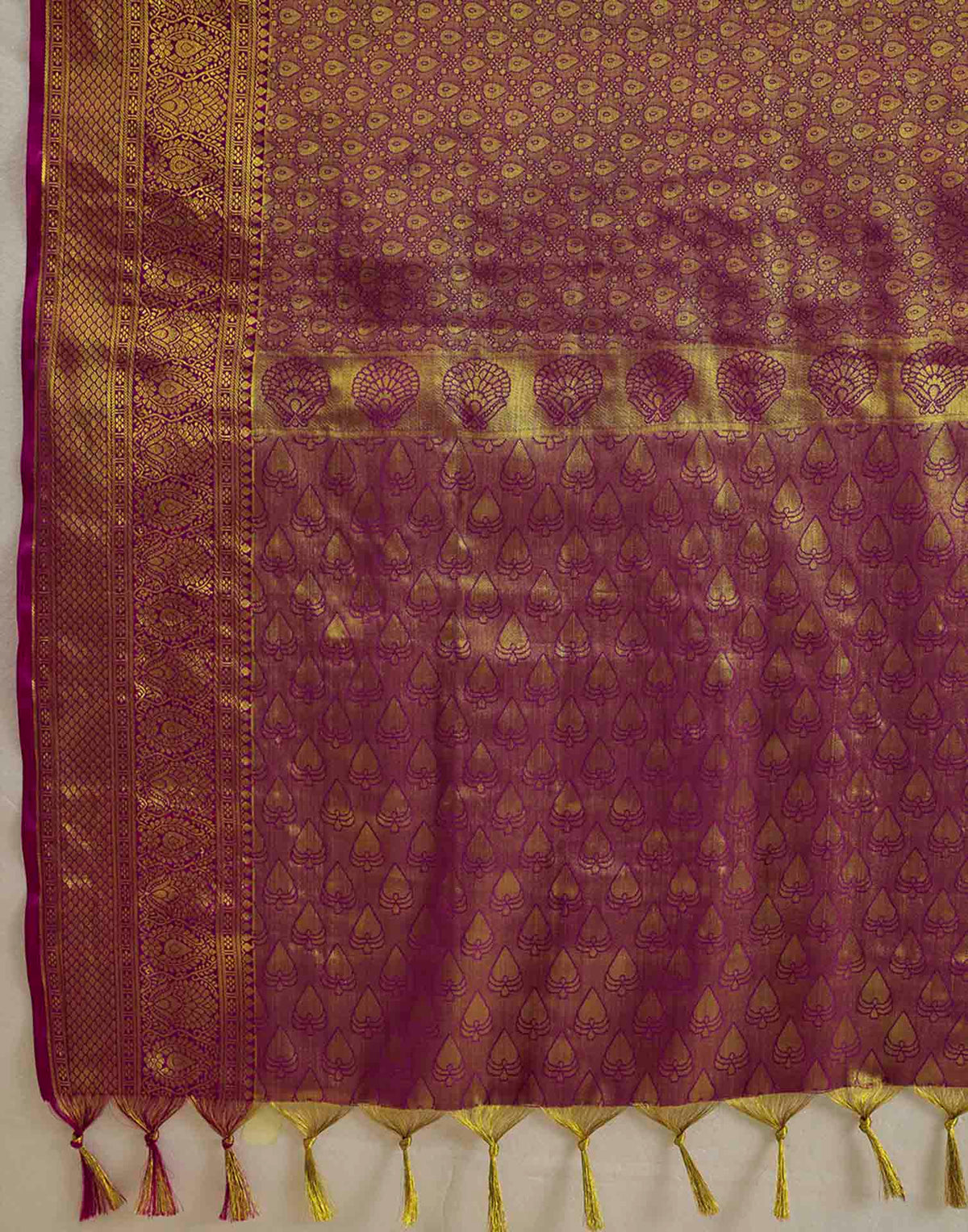 Copper Purple Silk Woven Kanjivaram Saree