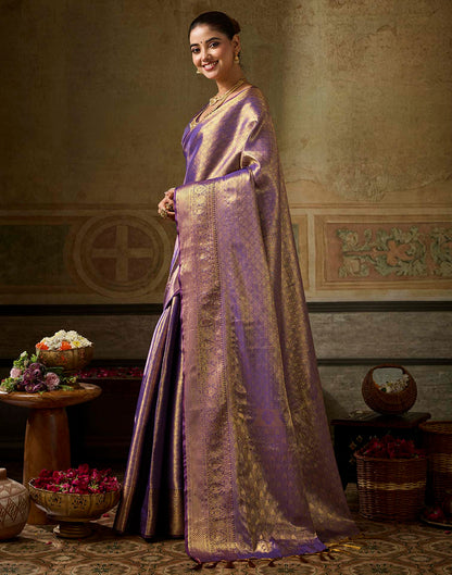 Purple Silk Woven Kanjivaram Saree