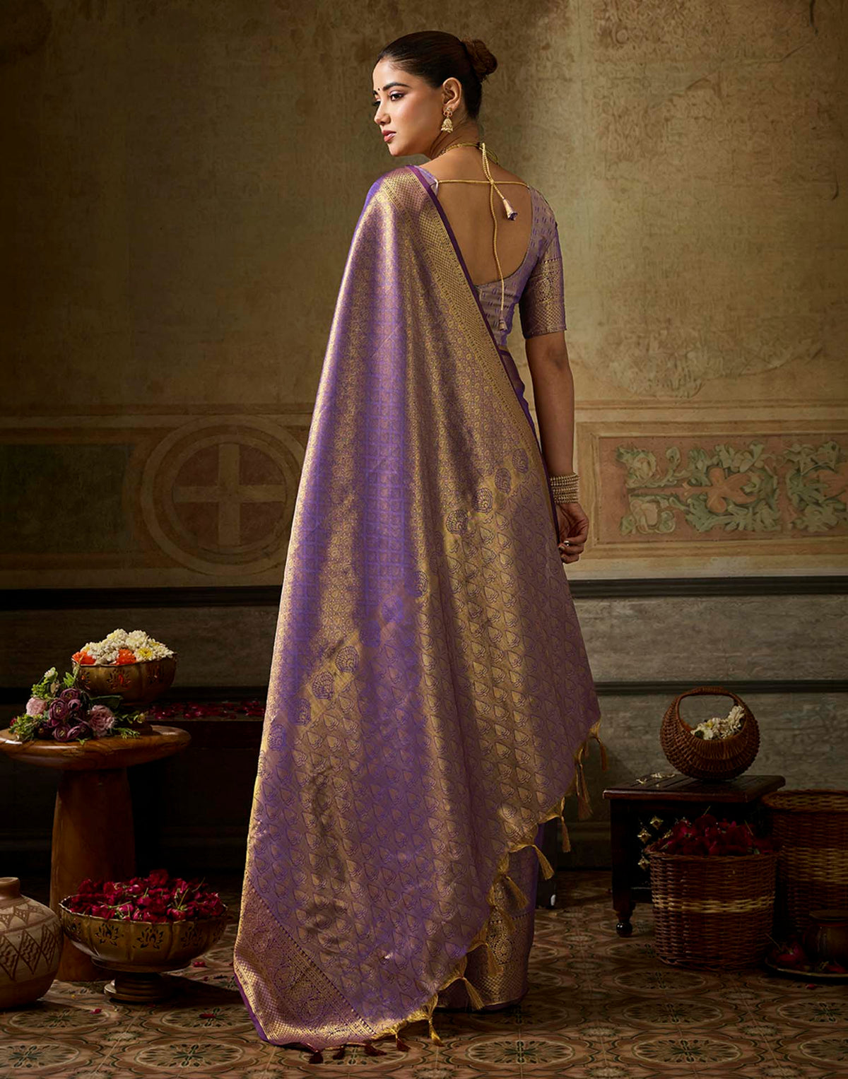 Purple Silk Woven Kanjivaram Saree