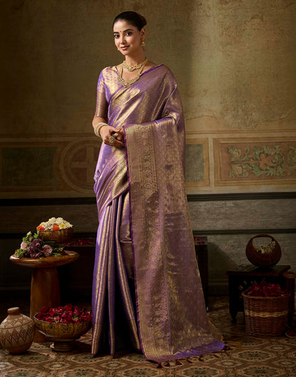 Purple Silk Woven Kanjivaram Saree
