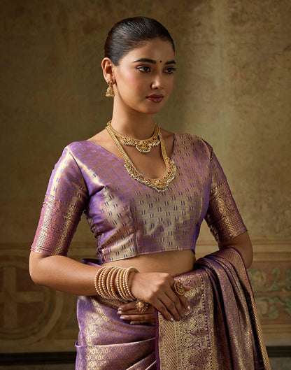 Purple Silk Woven Kanjivaram Saree
