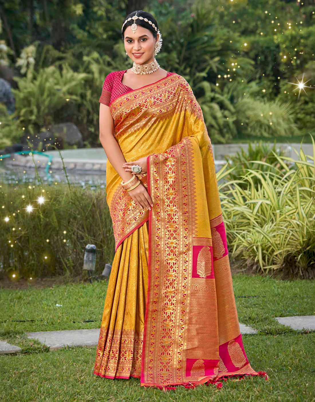 Turmeric Yellow Silk Woven Banarasi Saree