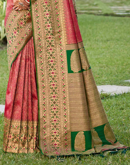 Dark Pink Silk Woven Banarasi Saree