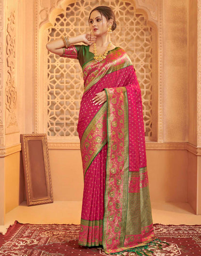 Dark Magenta Silk Woven Banarasi Saree