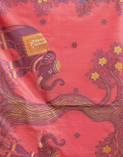 Baby Pink Cotton Woven Floral Printed Saree