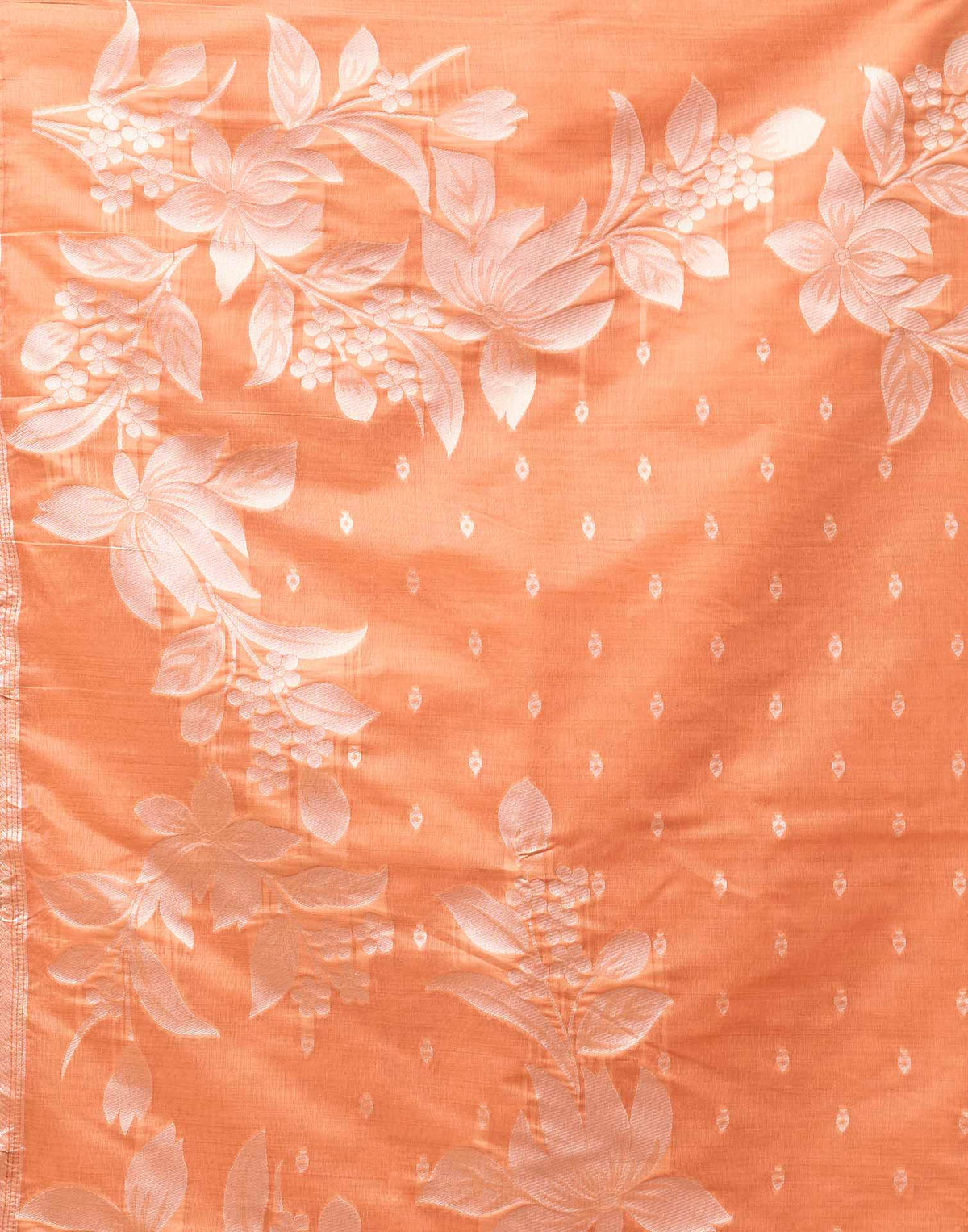 Peach Cotton Woven Floral Printed Saree